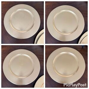 Linens ‘N Things Home 13" Gold Charger Plates Metallic Round Plastic Set Of 4